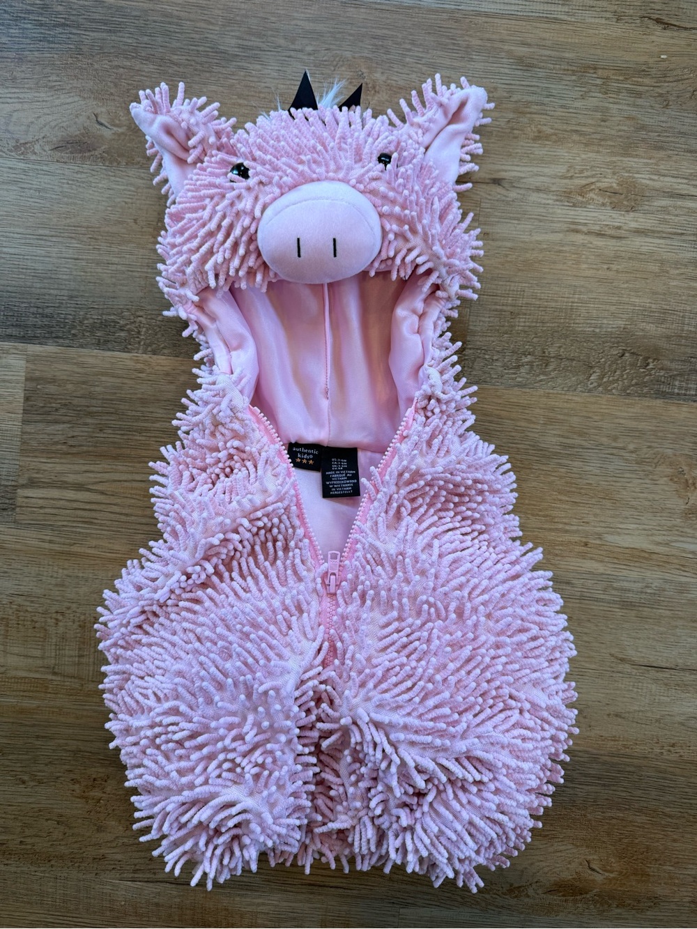 Plush Pink Pig Halloween Costume Hooded Vest size 3-6 months